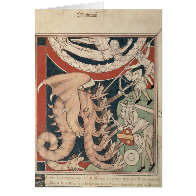Woman in cloud above five men fighting (Front)