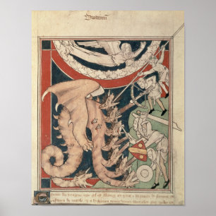 Woman in cloud above five men fighting poster
