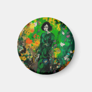 woman in colourful field magnet