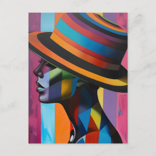Woman in Colourful Hat 4 Striking silhouette Postcard