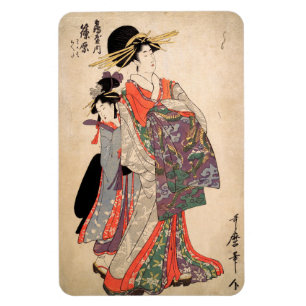 Woman in colourful kimono magnet