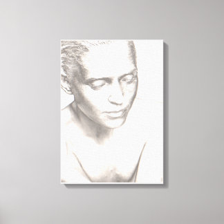 Woman in Contemplation Black White Canvas Print