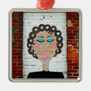Woman in Curlers Metal Tree Decoration