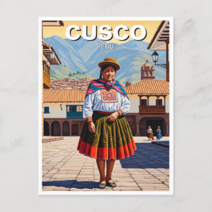 Woman in Cusco Peru Travel Postcard