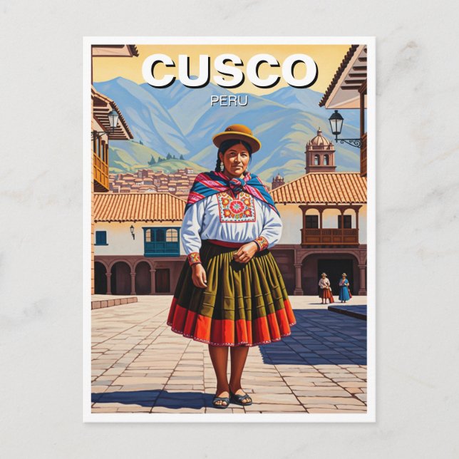 Woman in Cusco Peru Travel Postcard (Front)