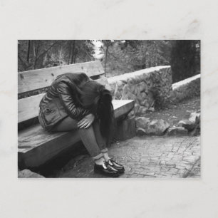 Woman in depression postcard