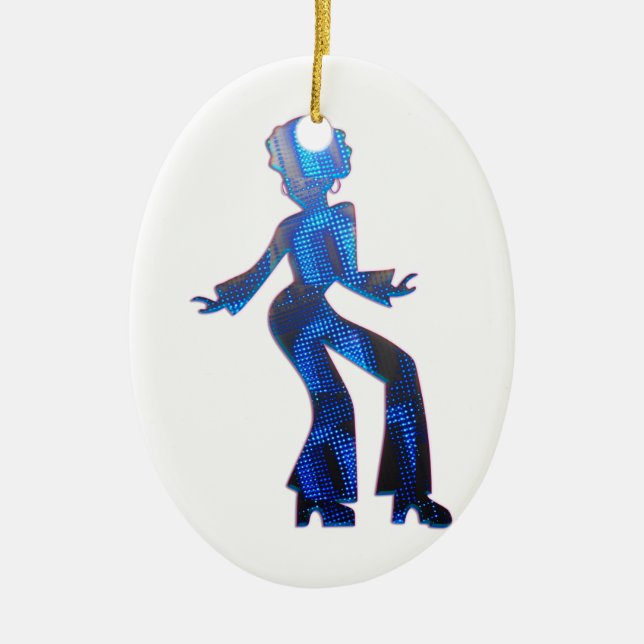 Woman in Disco Ceramic Tree Decoration (Front)