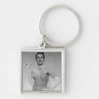 Woman in Dress Key Ring