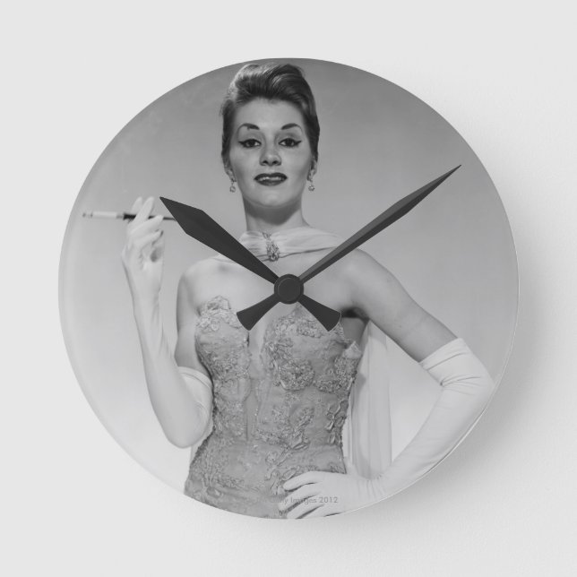 Woman in Dress Round Clock (Front)
