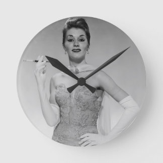 Woman in Dress Round Clock