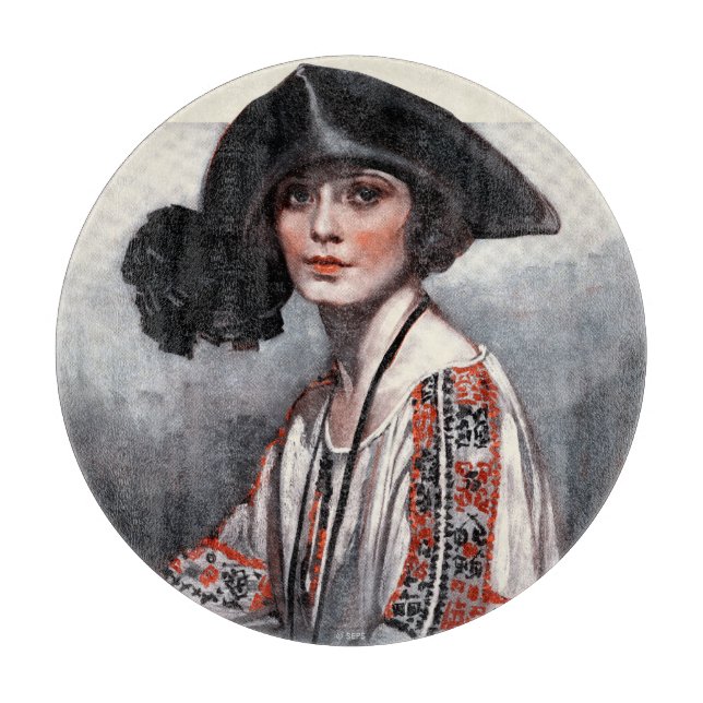 Woman in Embroidered Blouse Cutting Board (Front)