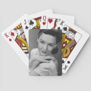 Woman in Evening Gown Playing Cards