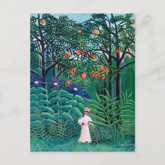 Woman in Exotic Tropical Forest Postcard