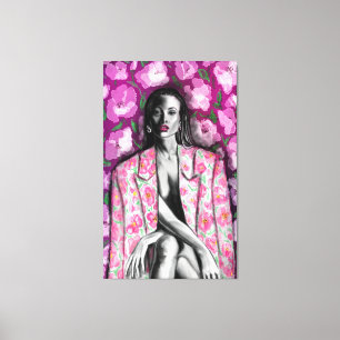 Woman In Flowers Jacket Canvas Print
