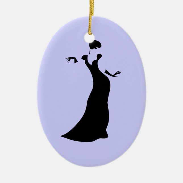 Woman in Formal Dress Ceramic Tree Decoration (Front)