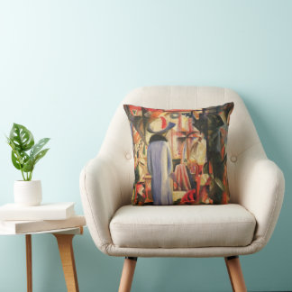 Woman in Front of a Shop Window by August Macke Cushion