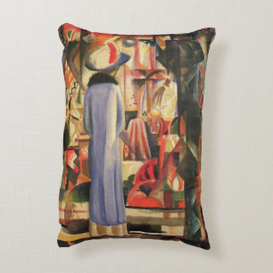 Woman in Front of a Shop Window by August Macke Decorative Cushion