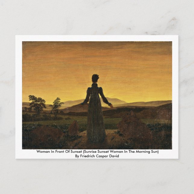 Woman In Front Of Sunset Postcard (Front)