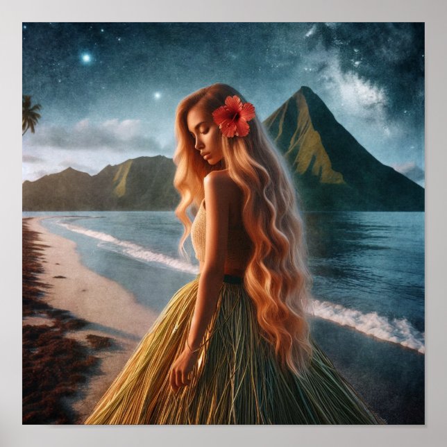 Woman in Grass Skirt Poster (Front)