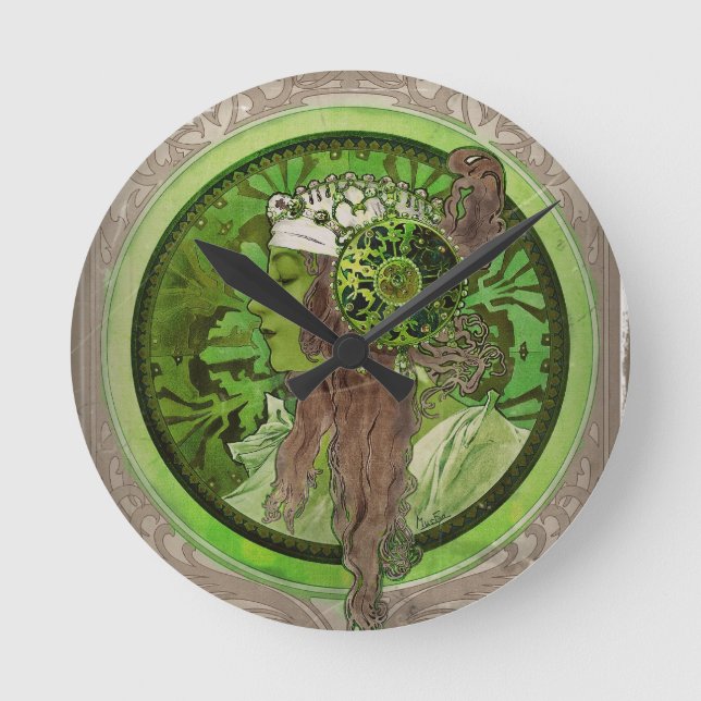 Woman in Green - LAUREL Round Clock (Front)