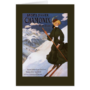 Woman in Green Skiing Poster