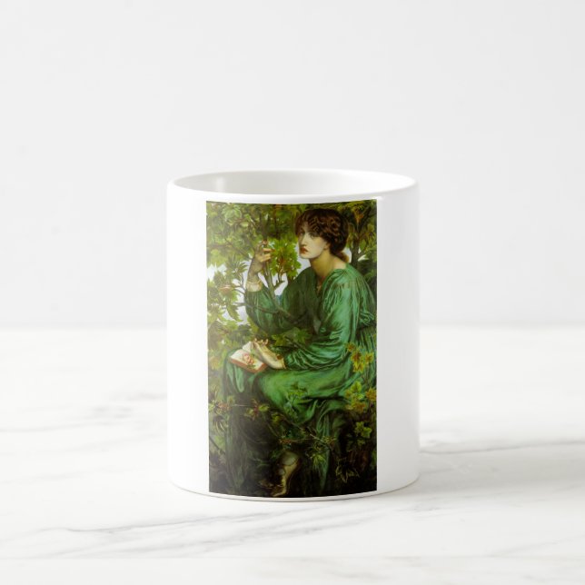 Woman in Green (The Day Dream) (by D.G. Rosetti) Coffee Mug (Center)