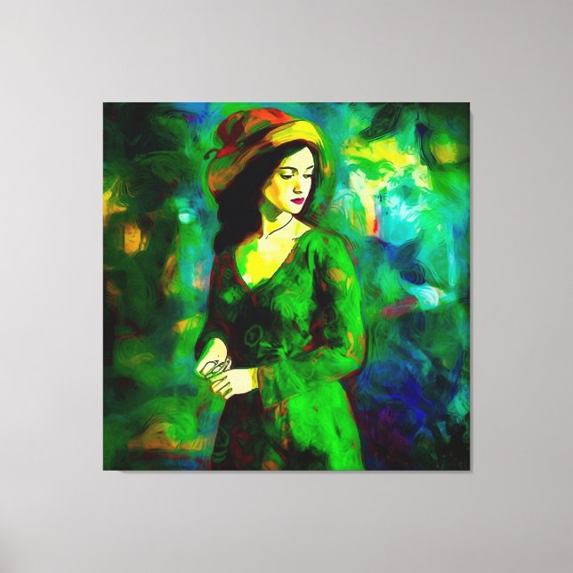 Woman in Hat Canvas Print (Front)