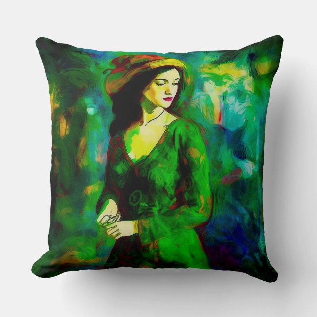 Woman in Hat Cushion (Front)