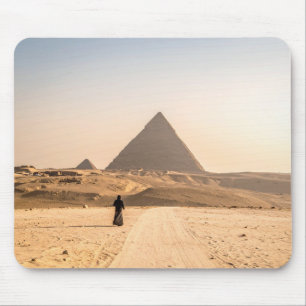 Woman in Hijab at Pyramids Mouse Mat