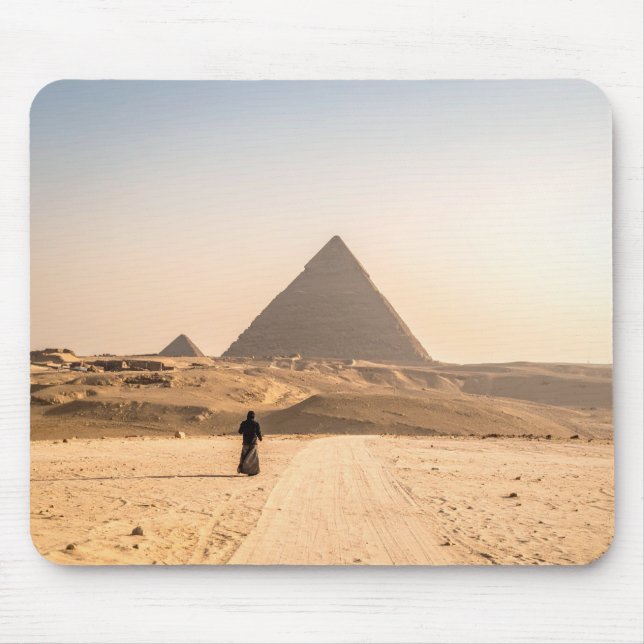 Woman in Hijab at Pyramids Mouse Mat (Front)