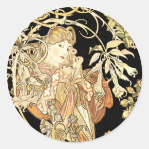 Woman in Jasmine Vines Classic Round Sticker