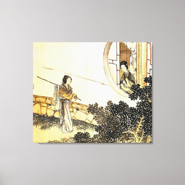woman in kimono at window canvas print (Front)