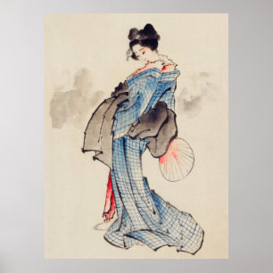 Woman in Kimono by Katsushika Hokusai (1760–1849) Poster