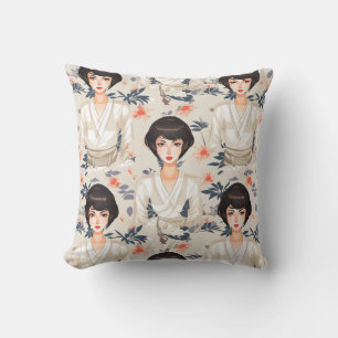 Woman in kimono with anime style cushion