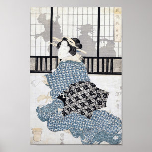 Woman in Kimono Woodblock Art Print