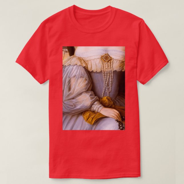 Woman in Lavender with Pearls Renaissance Painting T-Shirt (Design Front)