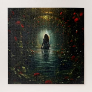 Woman in Mysterious Tunnel Jigsaw Puzzle