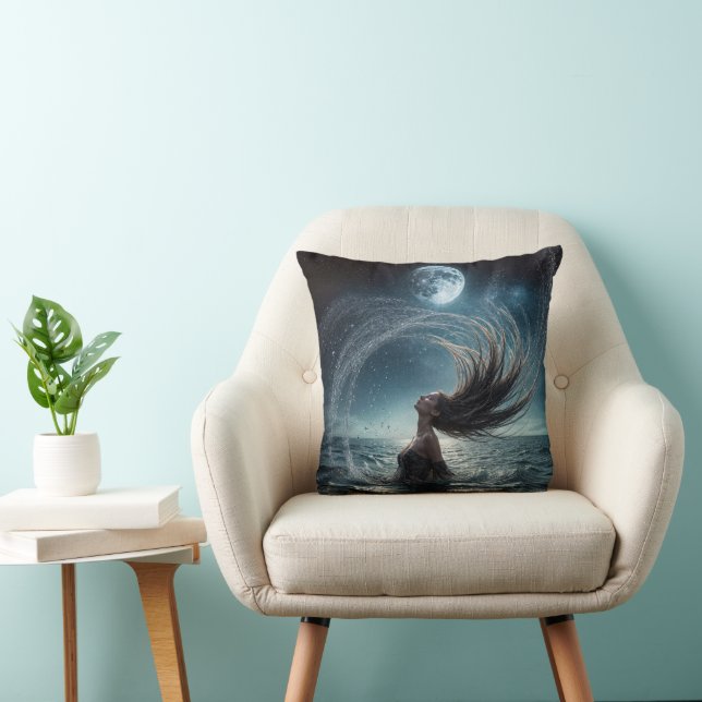 Woman In Ocean Moonlight Cushion (Chair)