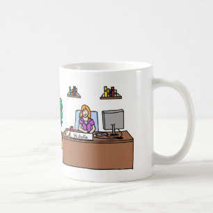 Woman in office - personalised cartoon mug