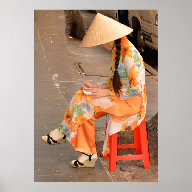 Woman in Orange and Conical Hat Poster (Front)