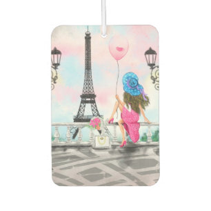 Woman In Paris Car Air Freshener Eiffel Tower