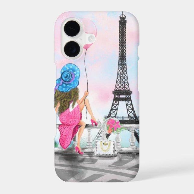 Woman In Paris Eiffel Tower iPhone Case (Back)