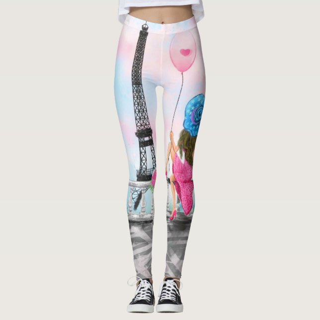 Woman In Paris Eiffel Tower Leggings (Front)