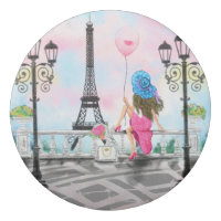 Woman In Paris Eraser Eiffel Tower