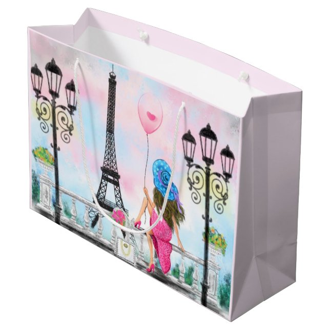 Woman In Paris Gift Bag Eiffel Tower (Back Angled)