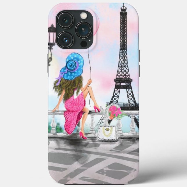 Woman In Paris iPhone Case Eiffel Tower (Back)