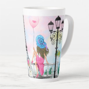 Woman In Paris Latte Mug Eiffel Tower Gift