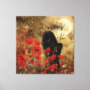 Woman In Poppies Canvas Print