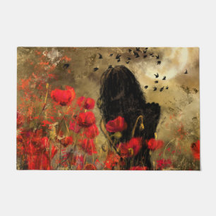 Woman In Poppy Field Doormat