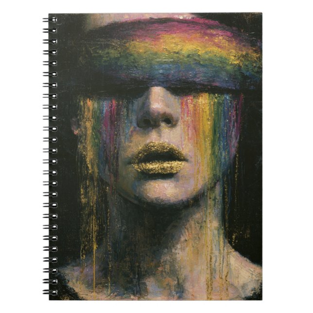 Woman in Rainbow Blindfold Notebook (Front)
